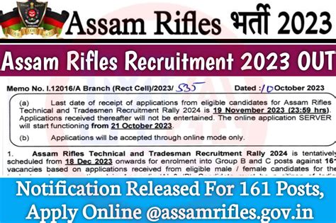 Assam Rifles Recruitment OUT Notification Released For Posts