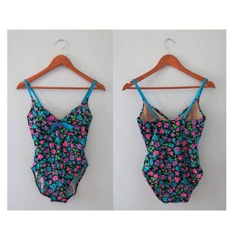 90s swimsuit 1990s neon floral one piece etsy floral one piece floral one piece swimsuit