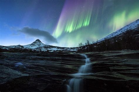 Aurora Borealis Over A Waterfall Photograph By Tommy Eliassenscience