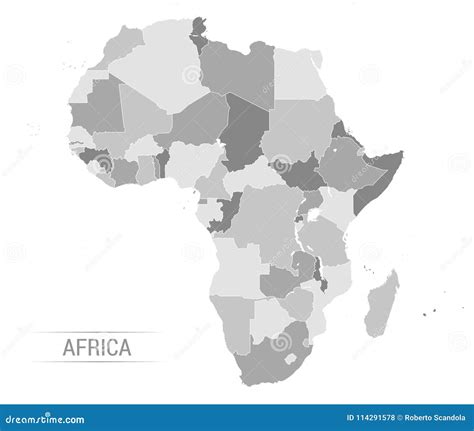 Vector Africa Grey Map Stock Vector Illustration Of Outline 114291578