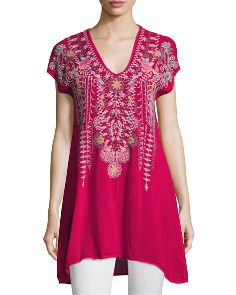 Johnny Was Karineh V Neck Embroidered Tunic Plus Size Gypsy Style My