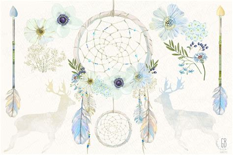 Watercolor Floral Dreamcatcher Boho By Grafikboutique On Creative
