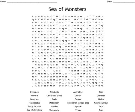 Sea Of Monsters Word Search Wordmint Word Search Printable