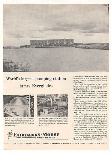 1955 Lake Okeechobee Fl Pump Station Fairbanks Morse Ad