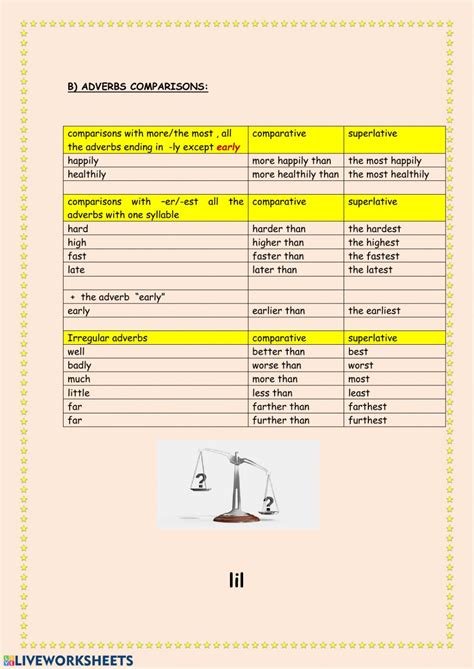Adverbs comparisons worksheet