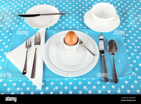 Table Setting For Breakfast Stock Photo Alamy