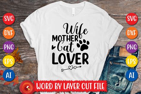 Wife Mother Cat Lover Svg Design Graphic By Megasvgart · Creative Fabrica