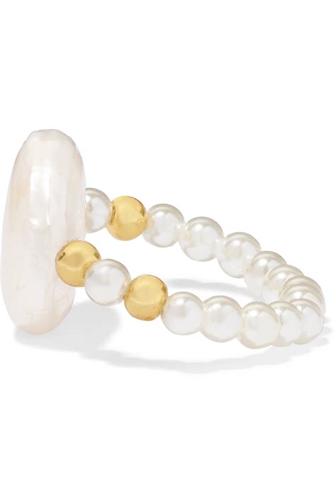 ANISSA KERMICHE Caviar Pebble Gold Plated Pearl Ring NET A PORTER