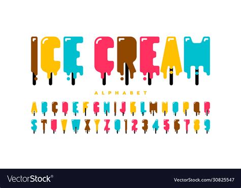 Melting Ice Cream Font Royalty Free Vector Image