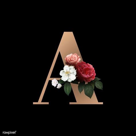 Floral letter A  Floral letters, Lettering alphabet fonts, Fonts alphabet