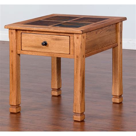 Sunny Designs Sedona 2 Rustic End Table With Slate Top Wayside
