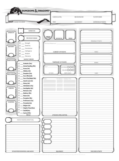 Star Wars Dnd 5e Character Sheet