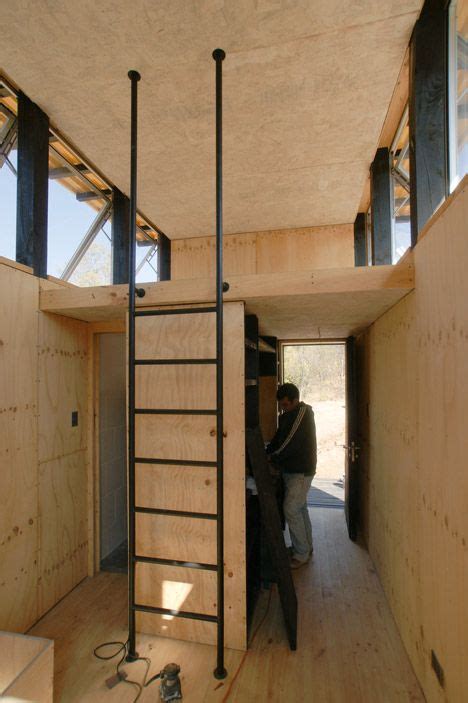 Idea for loft ladder in tiny cabin that has dual purpose and saves space. cabin - chile - draa - 2014 - photo felipe camus | Small ...