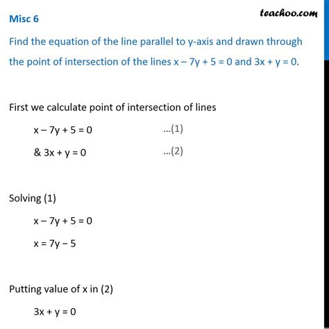 Misc 5 Find Equation Of Line Parallel To Y Axis And Drawn