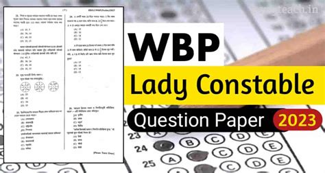Wbp Lady Constable Question Paper Pdf Bongteach