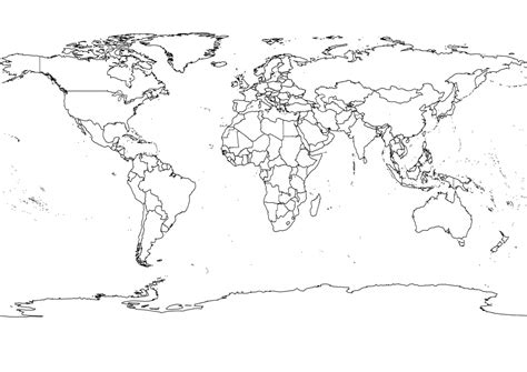 Black And White Labeled World Map Printable