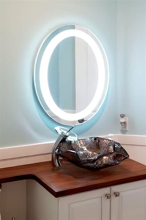 Double sink vanity application for spacious bathroom design. Front-Lighted LED Bathroom Vanity Mirror: 32" x 40" - Oval ...