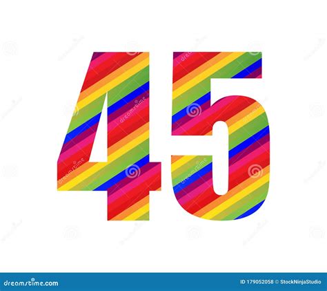45 Number Rainbow Style Numeral Digit Colorful Number Vector