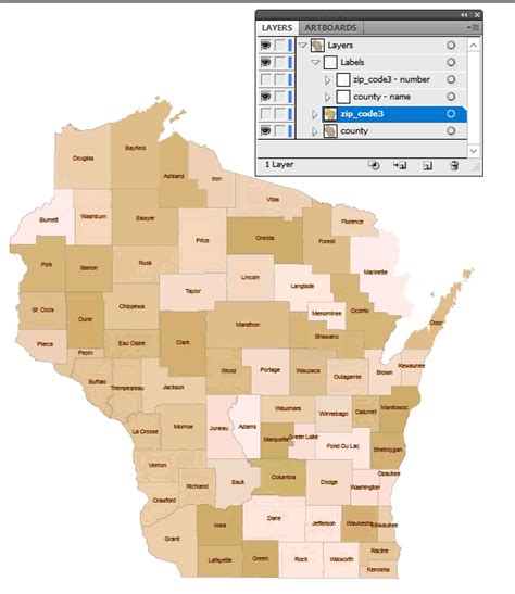 Wisconsin Three Digit Zip Code And County Vector Map Your Vector