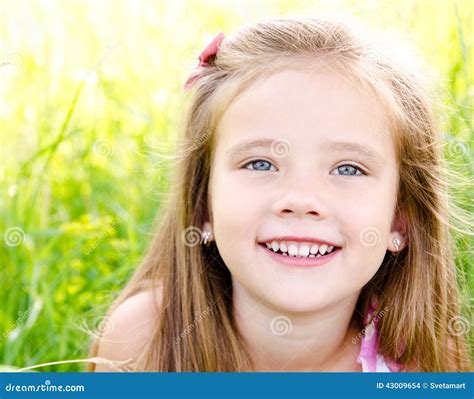 Portrait Of Adorable Smiling Little Girl Stock Photo Image Of Face