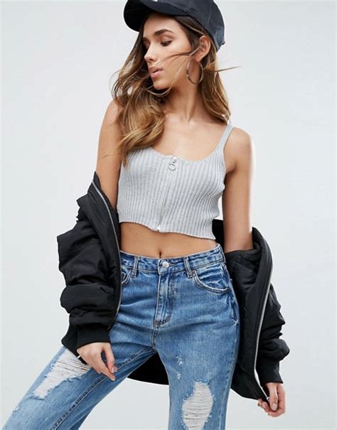 Missguided Missguided Zip Up Crop Top