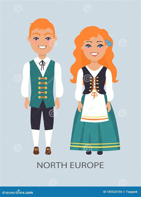 North Europe People Customs Vector Illustration Stock Vector