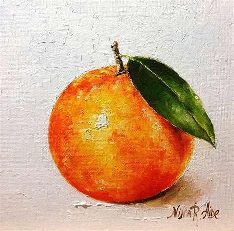 Orange Original Oil Painting By Nina Raide 6x6 Canvas Fine Art Studio