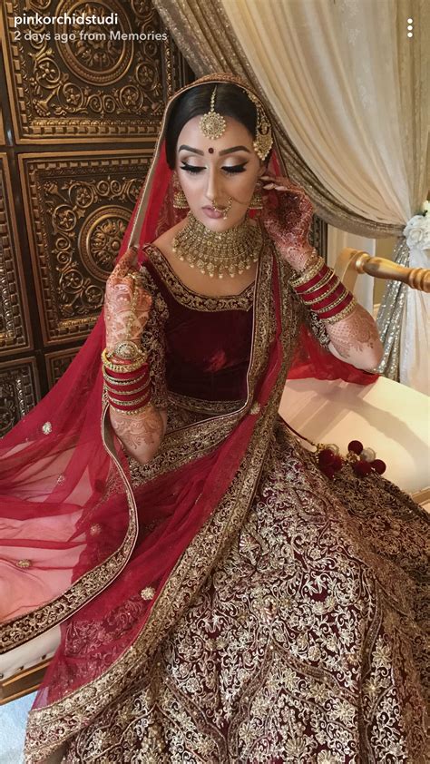 Indian bridal, Indian bridal makeup, maroon lehenga, velvet lehenga | Indian bridal wear, Indian ...