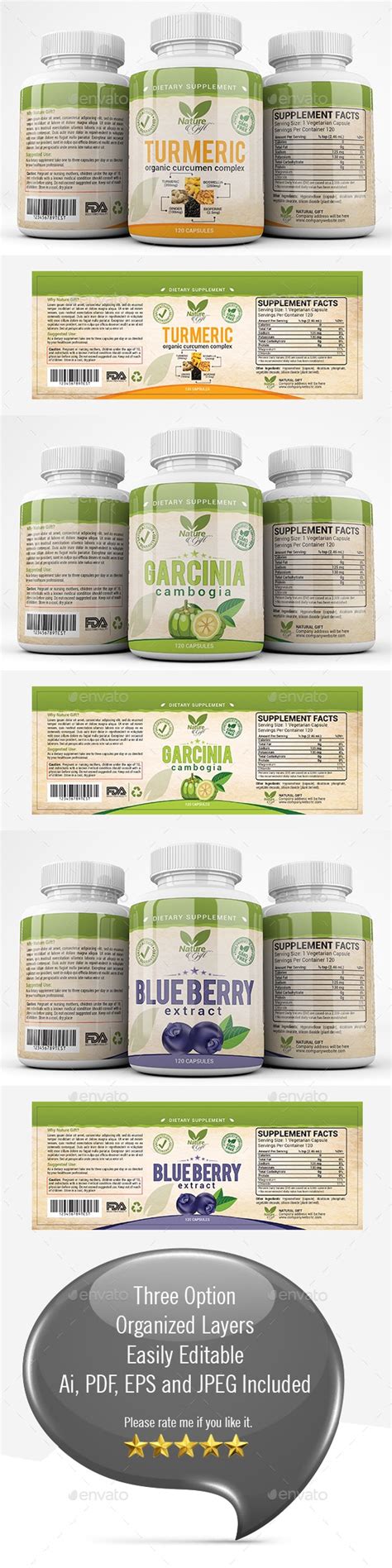 Dietary Supplement Label Template Print Templates Graphicriver