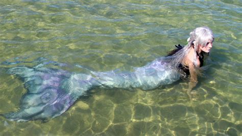 Mermaid Swimming In September The Last Swim Of The Season — The