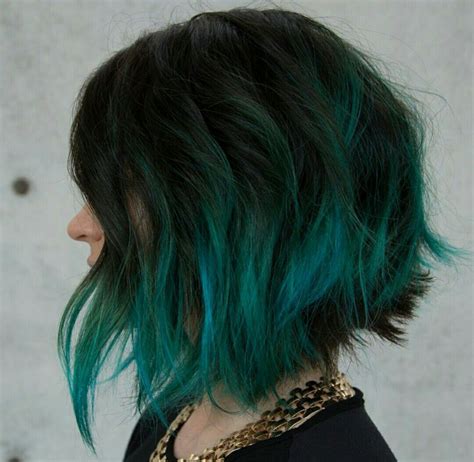 Emerald Green Balayage A Line Bob Short Lace Front Wigs Hair Dye Tips