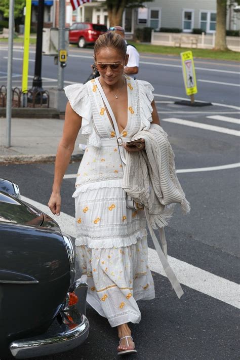 jennifer lopez in a plunging summer dress shopping in the hampton new york 07 05 2021