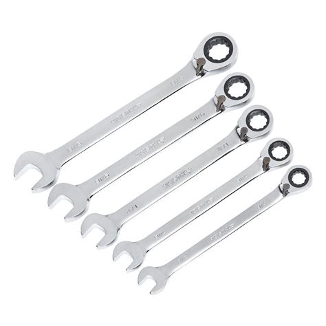Husky Sae Ratcheting Reversible Combination Wrench Set 5 Piece
