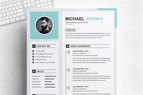 Adobe photoshop, adobe illustrator, word. One Page Clean and Professional Resume Design Template + MS Word | Apple Pages Cover Letter - Crella
