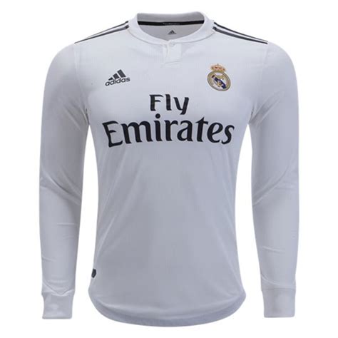 2020 2021 real madrid home white thailand soccer jersey aaa 407. adidas Real Madrid Authentic Home Long Sleeve Jersey 2018 ...