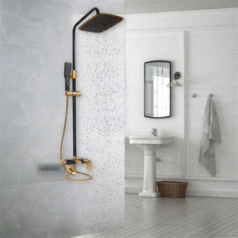Chuveiro Monocomando Luxo Aço Inox Quente e Frio Dourado Banheiro Chuveirinho Braslu