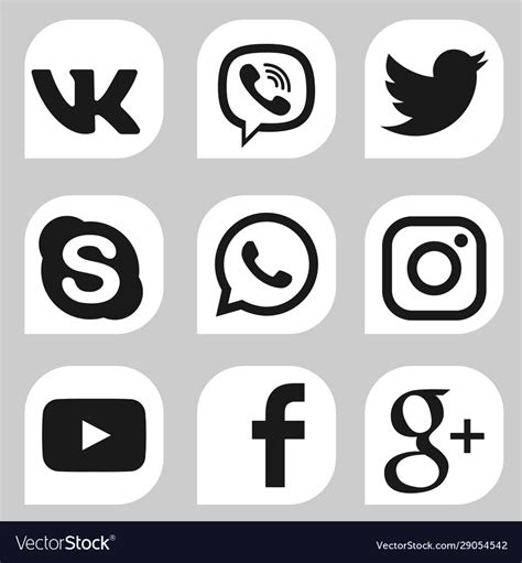 Set Social Media Icons Royalty Free Vector Image