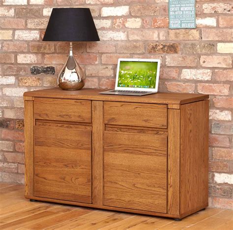 Grove Dark Oak Furniture Hidden Home Office Pc Computer Desk