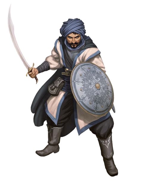 Male Human Scimitar And Shield Fighter Warrior Pathfinder Pfrpg Dnd D