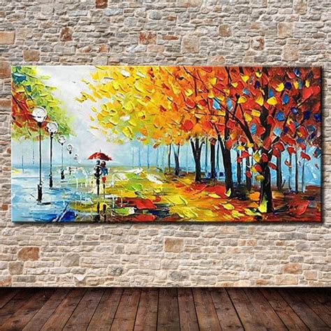 Hand Painted Abstract Park Trees Landscape Oil Paintings