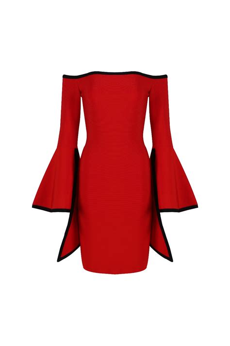 Newest Winter Fashion Sexy Off Shoulder Black White Red Slash Neck Bandage Dress 2018 Elegant