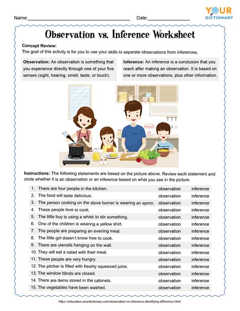 Observation Vs Inference Worksheet Printable Word Searches