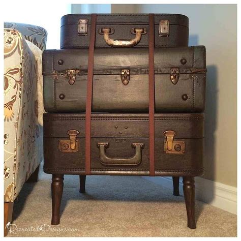 Vintage Suitcase Side Table Recreated Designs Vintage Suitcase