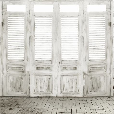 10x10ft Vintage Gray White Wooden Doors Blinds Custom Photo Background