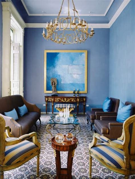 Blue And Gold Living Room