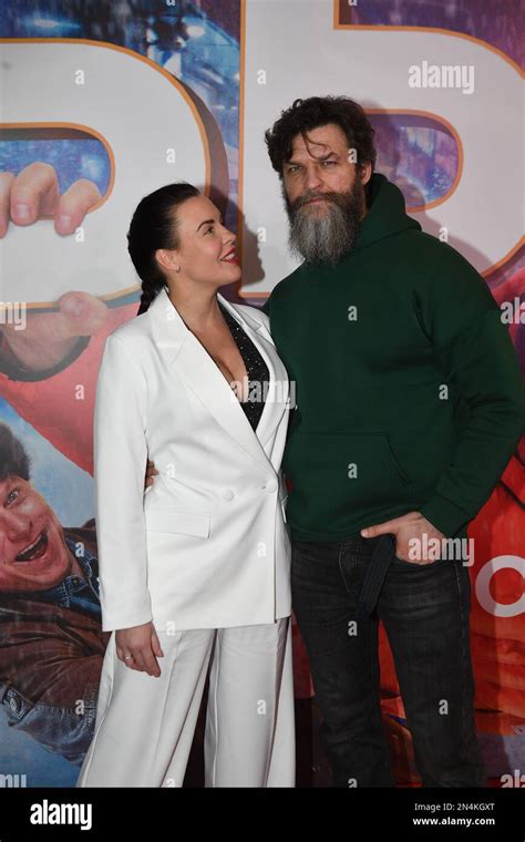 moscow actors irina rudominskaya and maxim kolesnichenko at a premiere of the adventure comedy