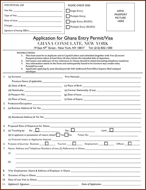 Ghana Visa Application Form Online Form Resume Template Collections