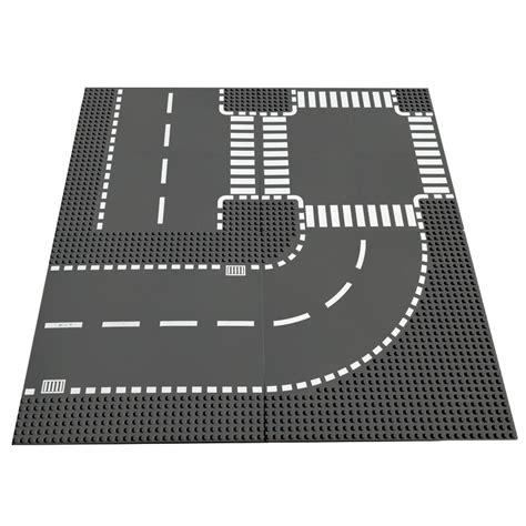 city road street baseplate straight crossroad curve t junction building blocks 7280 7281 base