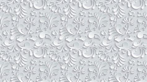 1920x1080 Vector Floral 3d Seamless Pattern On Grey Background