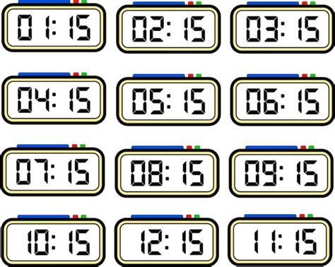 Premium Vector Digital Clock Time Flat Vector Set With 24 Hours Format